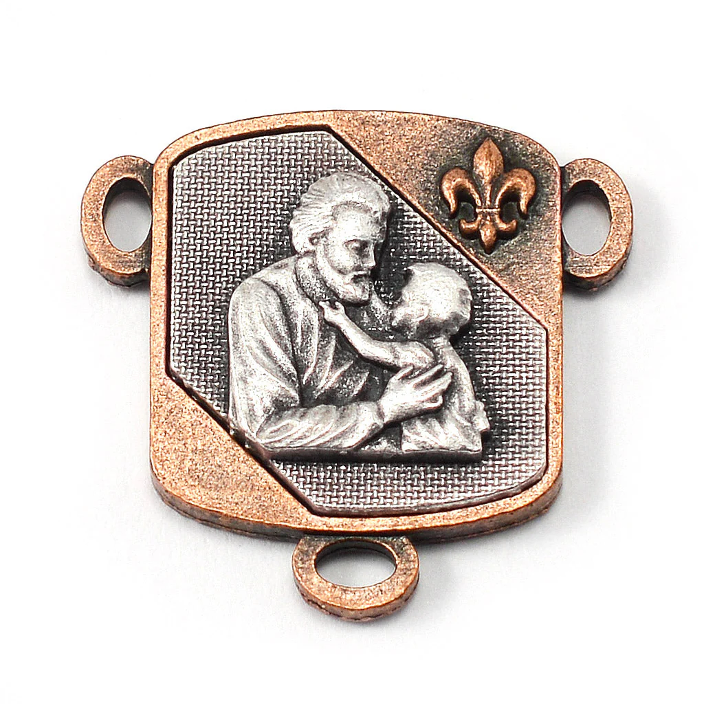 Saint Joseph Rosary in Copper, Silver & Hematite - Image 4