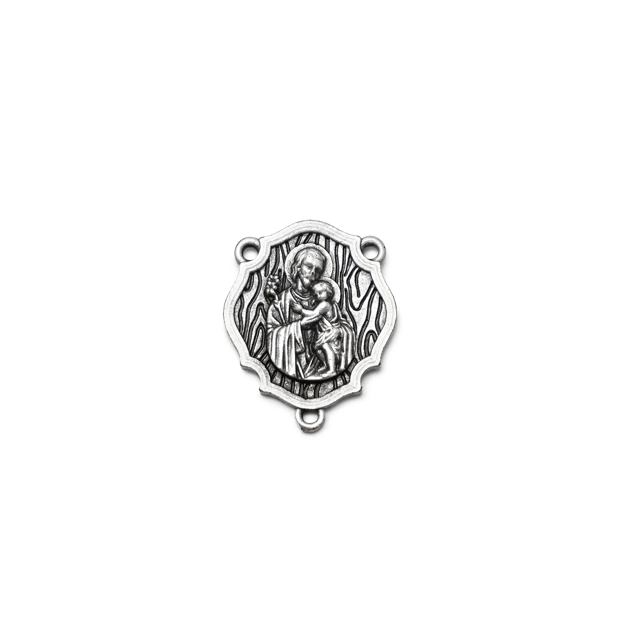 Saint Joseph Rosary in Antique Silver with Natural Jasper Stone - Image 4