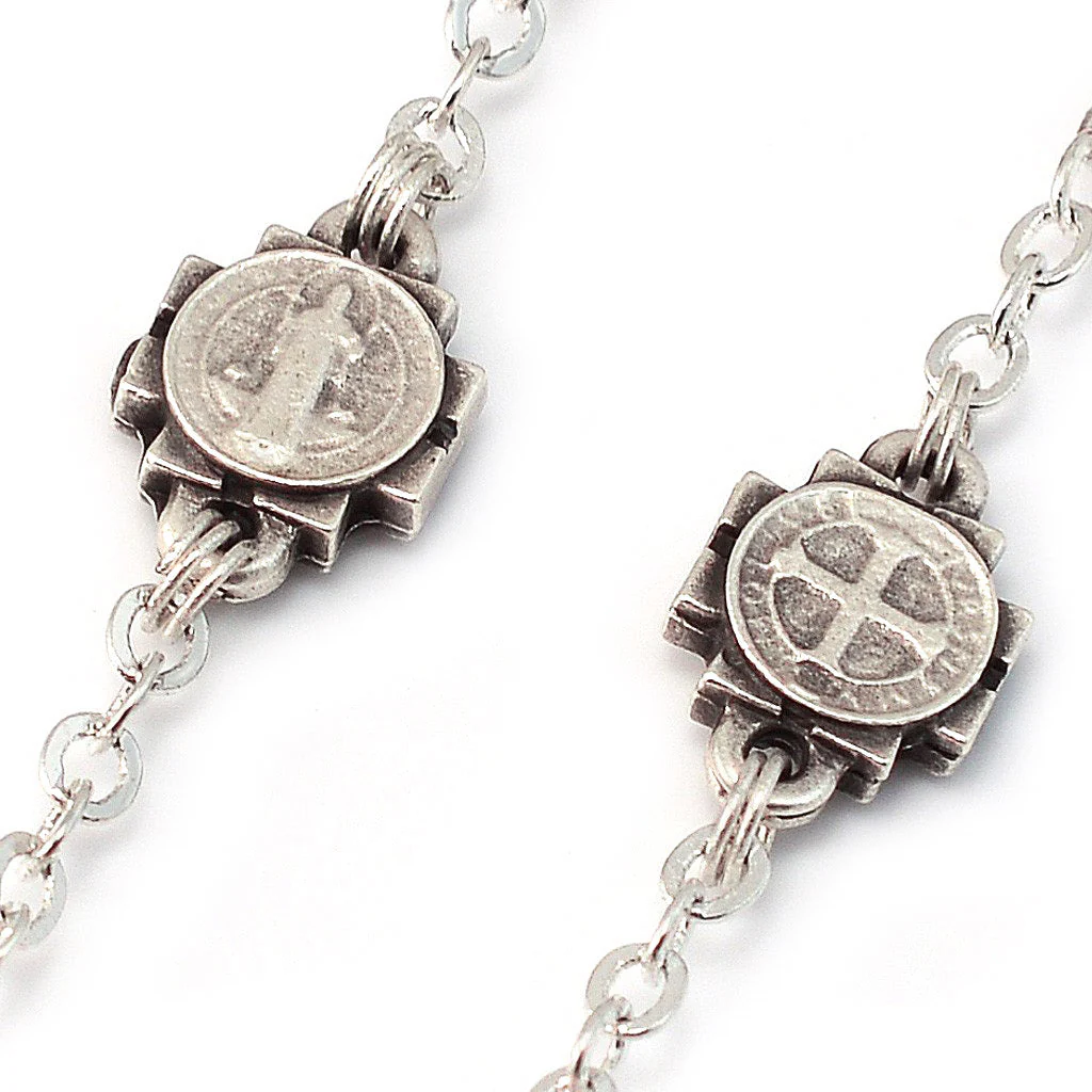 Saint Benedict Rosary with Italian Wood & Silver - Image 6