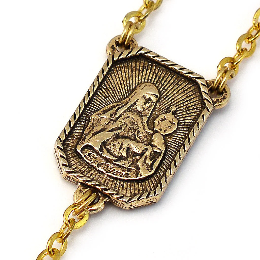 Saint Francis and Saint Clare of Assisi Gold Rosary - Image 5
