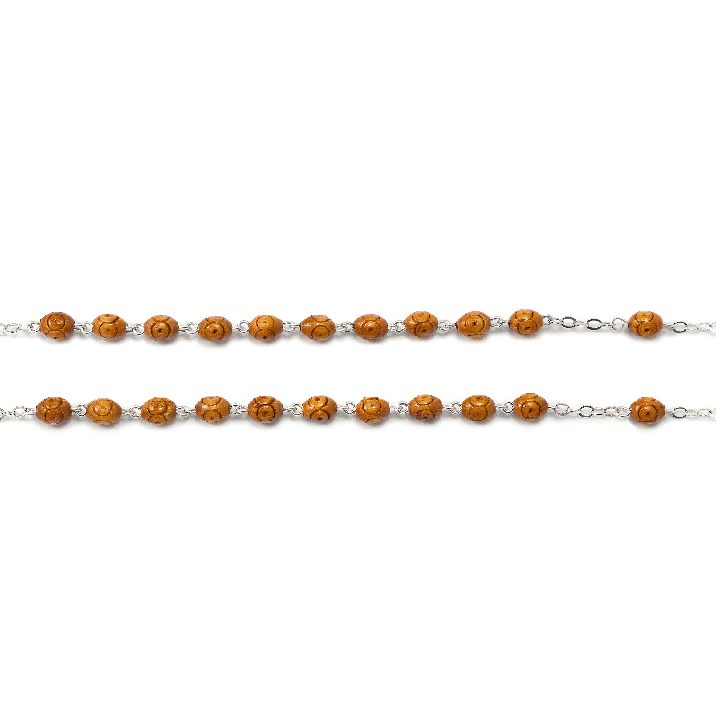 Saint Francis and Saint Clare of Assisi Wood & Silver Rosary - Image 6