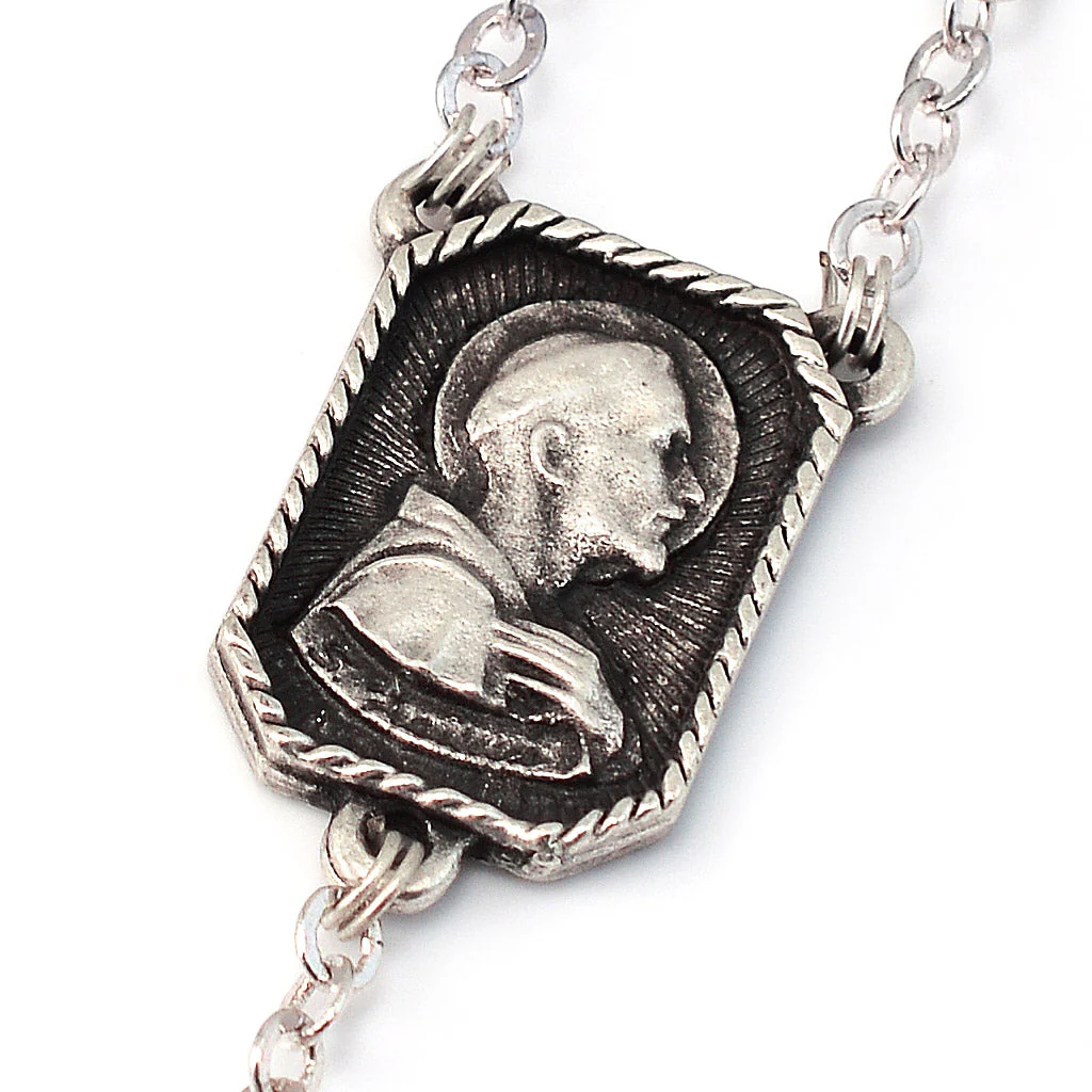 Saint Francis and Saint Clare of Assisi Rosary Black Wood & Silver - Image 3