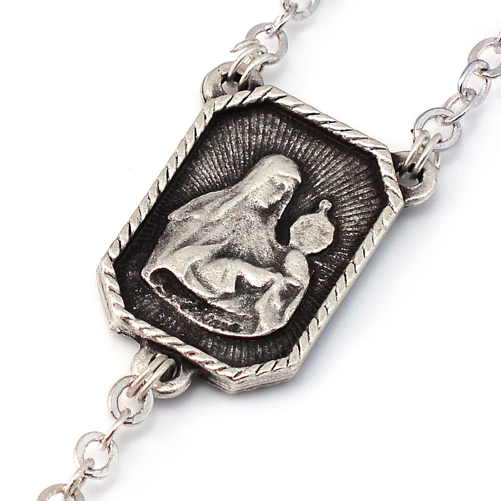 Saint Francis and Saint Clare of Assisi Rosary Black Wood & Silver - Image 4