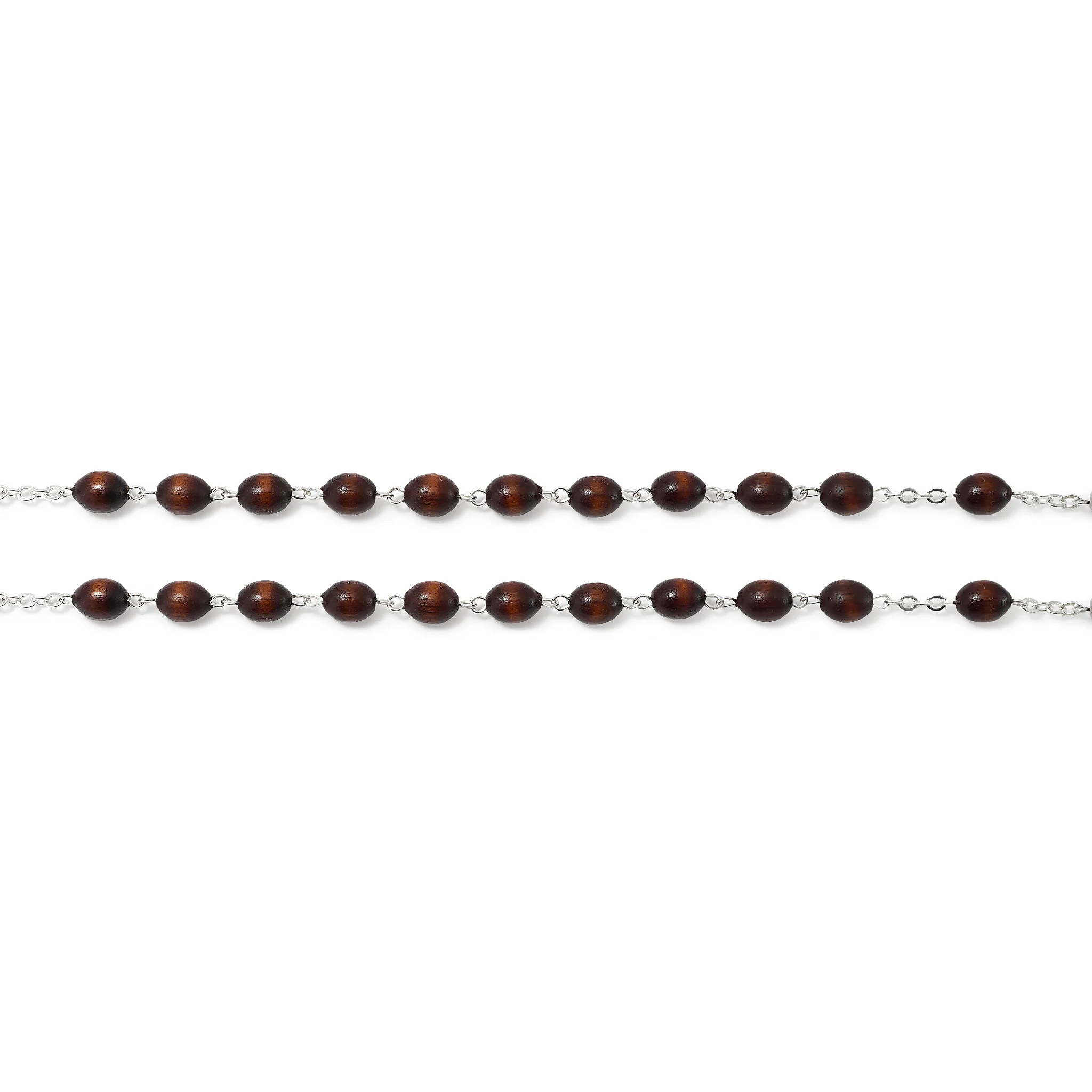 Saint Joseph Rosary in Silver with Italian Wood Beads - Image 6