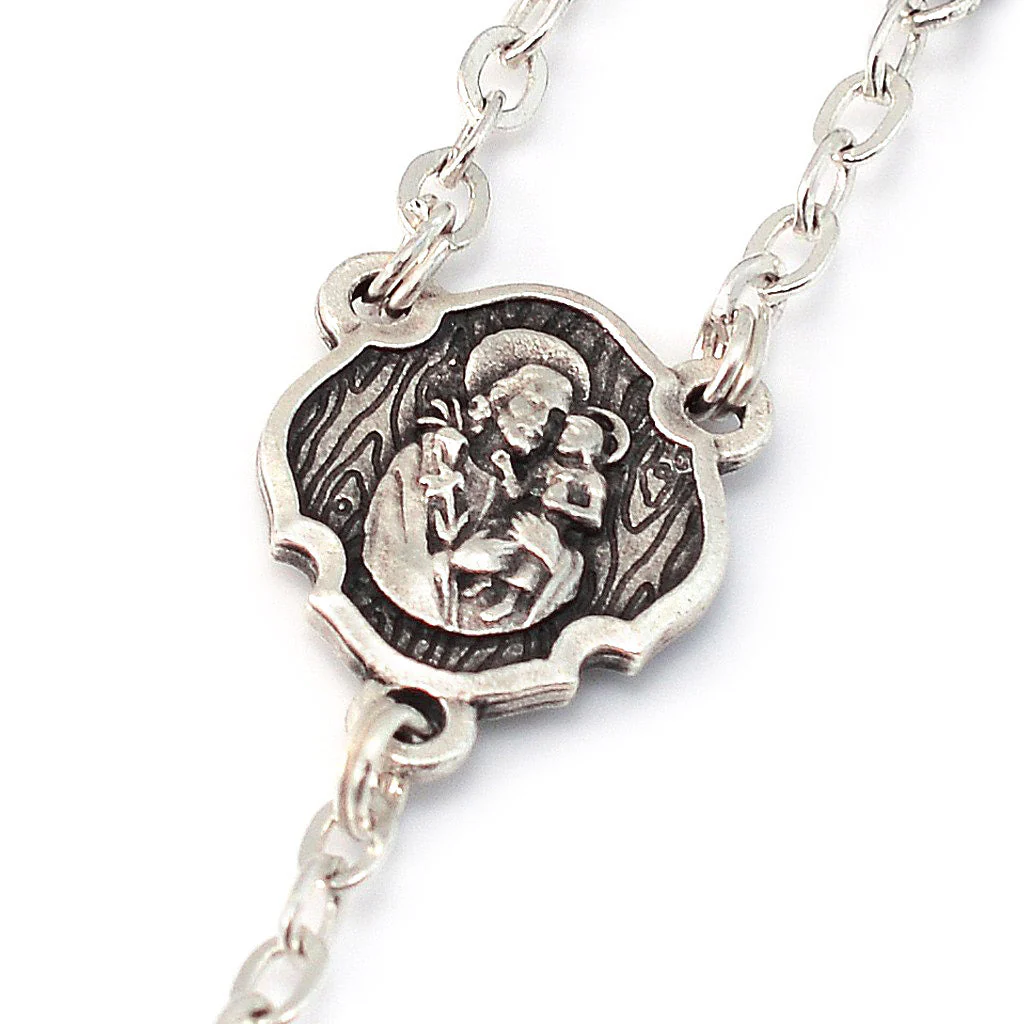 Saint Joseph Black & Silver Rosary - Image 3