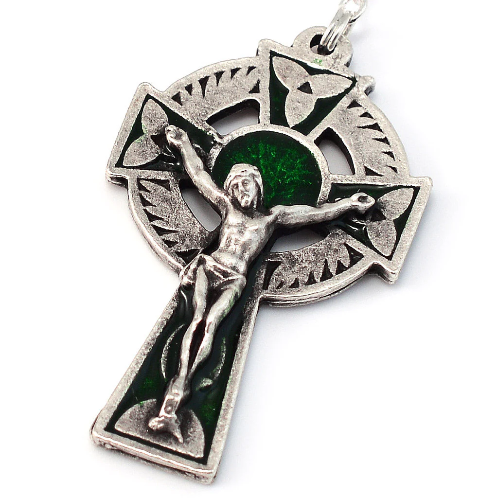 Saint Patrick Green Enamel, Faceted Crystal & Silver Rosary - Image 2
