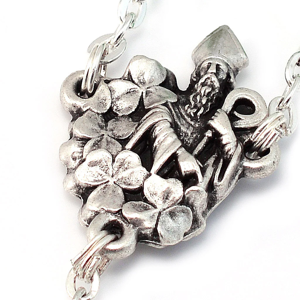 Saint Patrick Malachite & Silver Rosary - Image 3