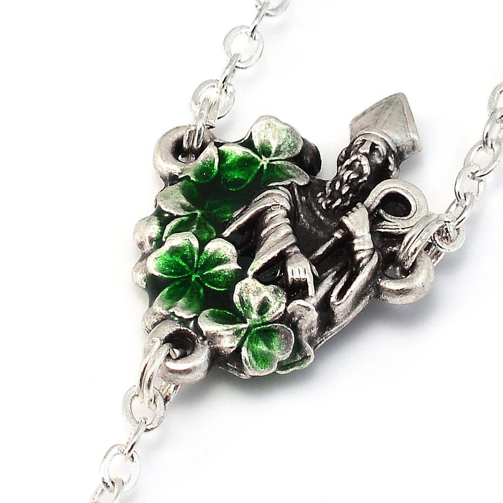 Saint Patrick Green Enamel, Crystal & Silver Rosary - Image 3