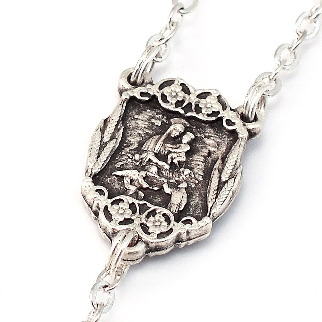 Saint Pio of Pietrelcina Rosary in Antique Silver with Red Beads - Image 4