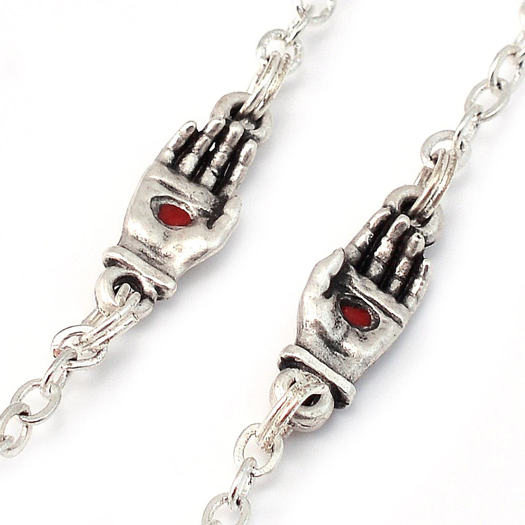 Saint Pio of Pietrelcina Rosary in Antique Silver with Red Beads - Image 5