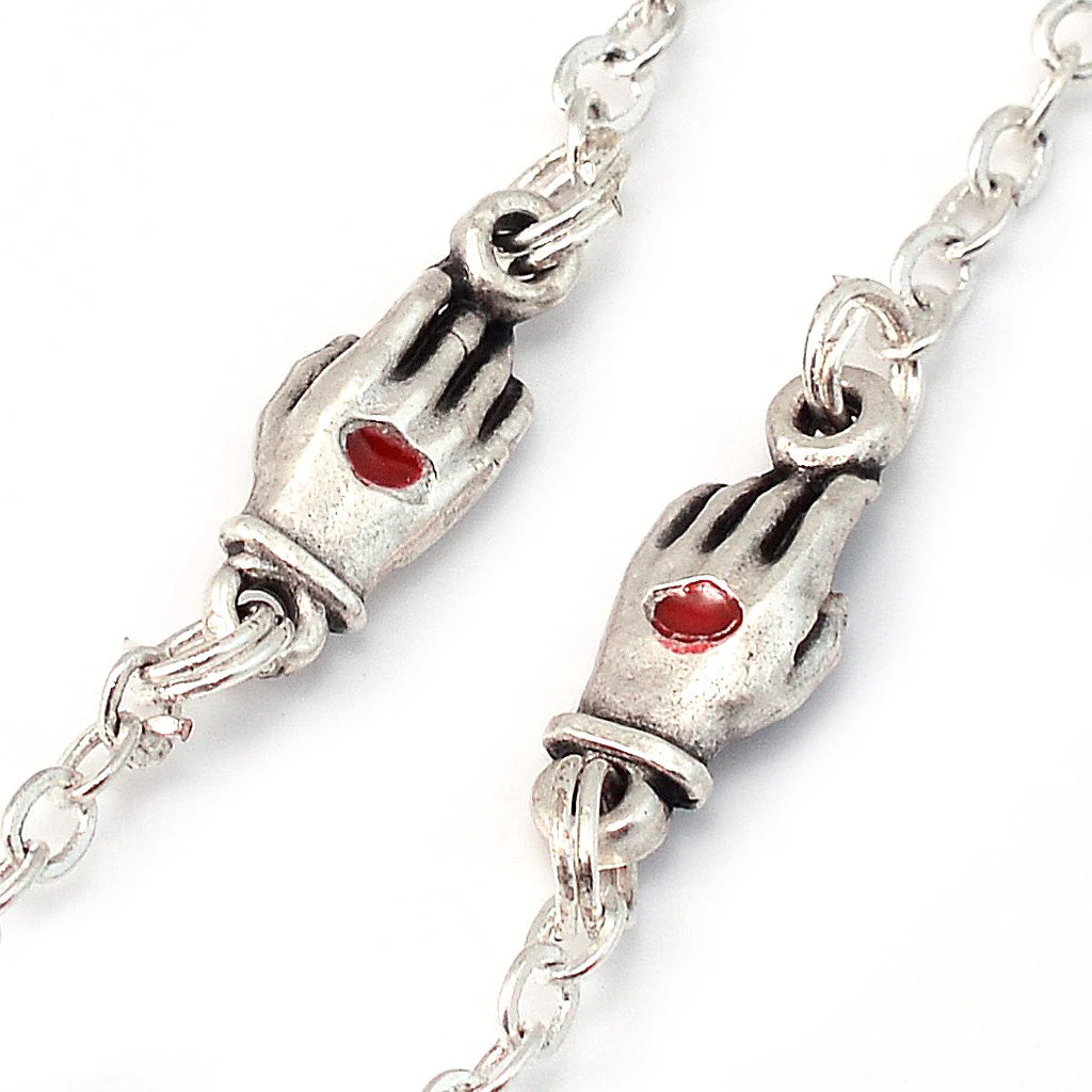 Saint Pio of Pietrelcina Rosary in Antique Silver with Red Beads - Image 6
