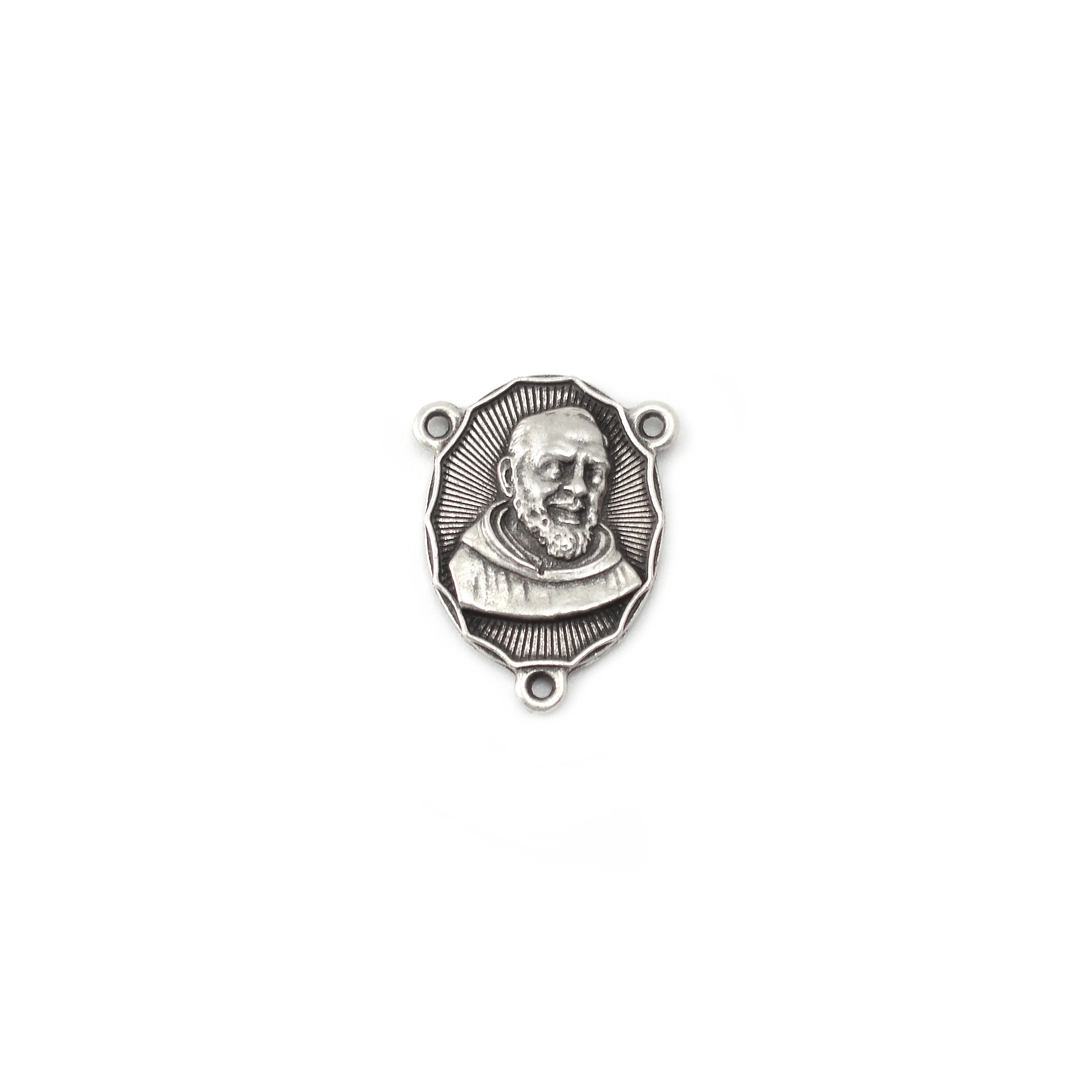 Saint Pio of Pietrelcina Rosary in Antique Silver with Wood Beads - Image 3