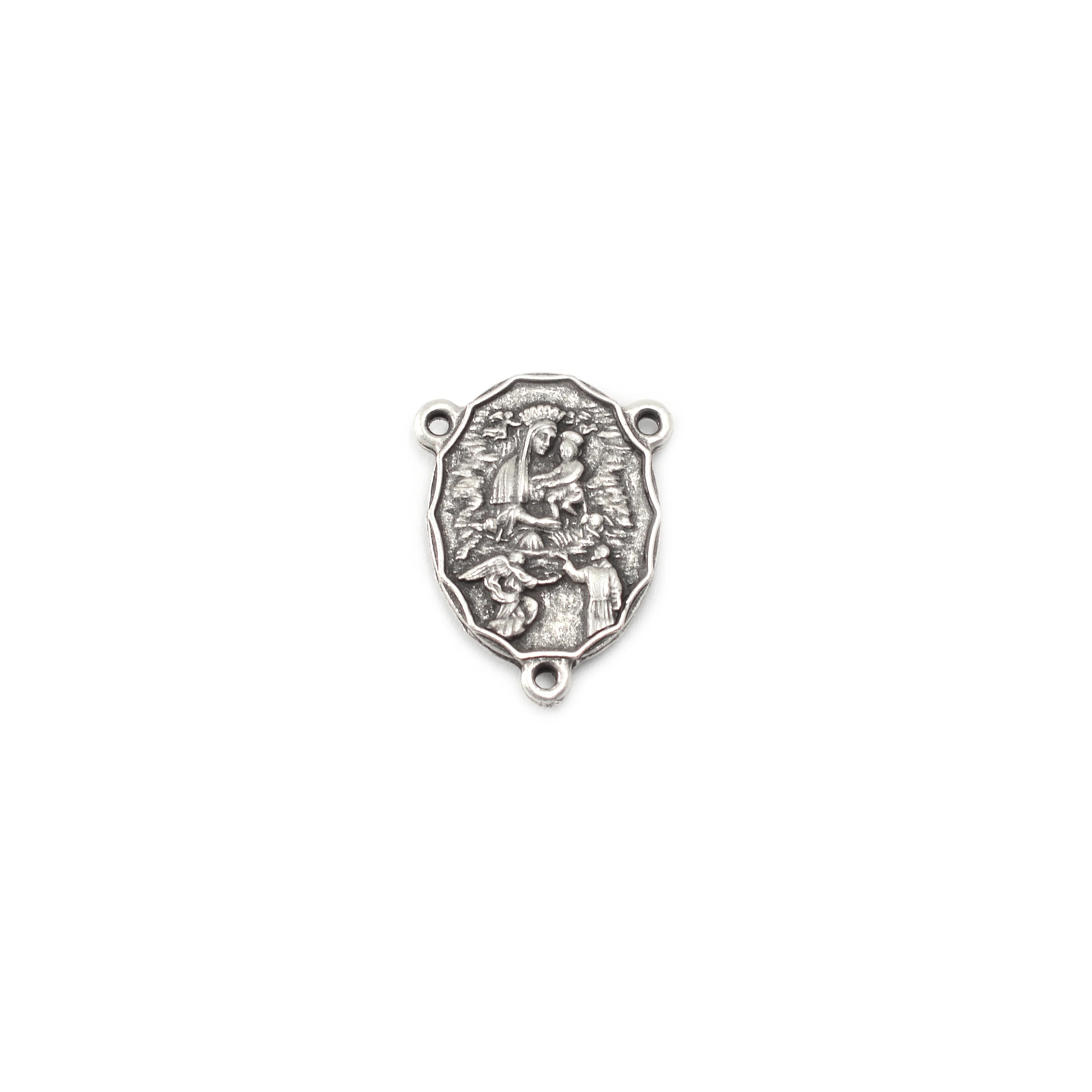 Saint Pio of Pietrelcina Anniversary Rosary in Antique Silver with Red Bohemian Glass Beads - Image 4