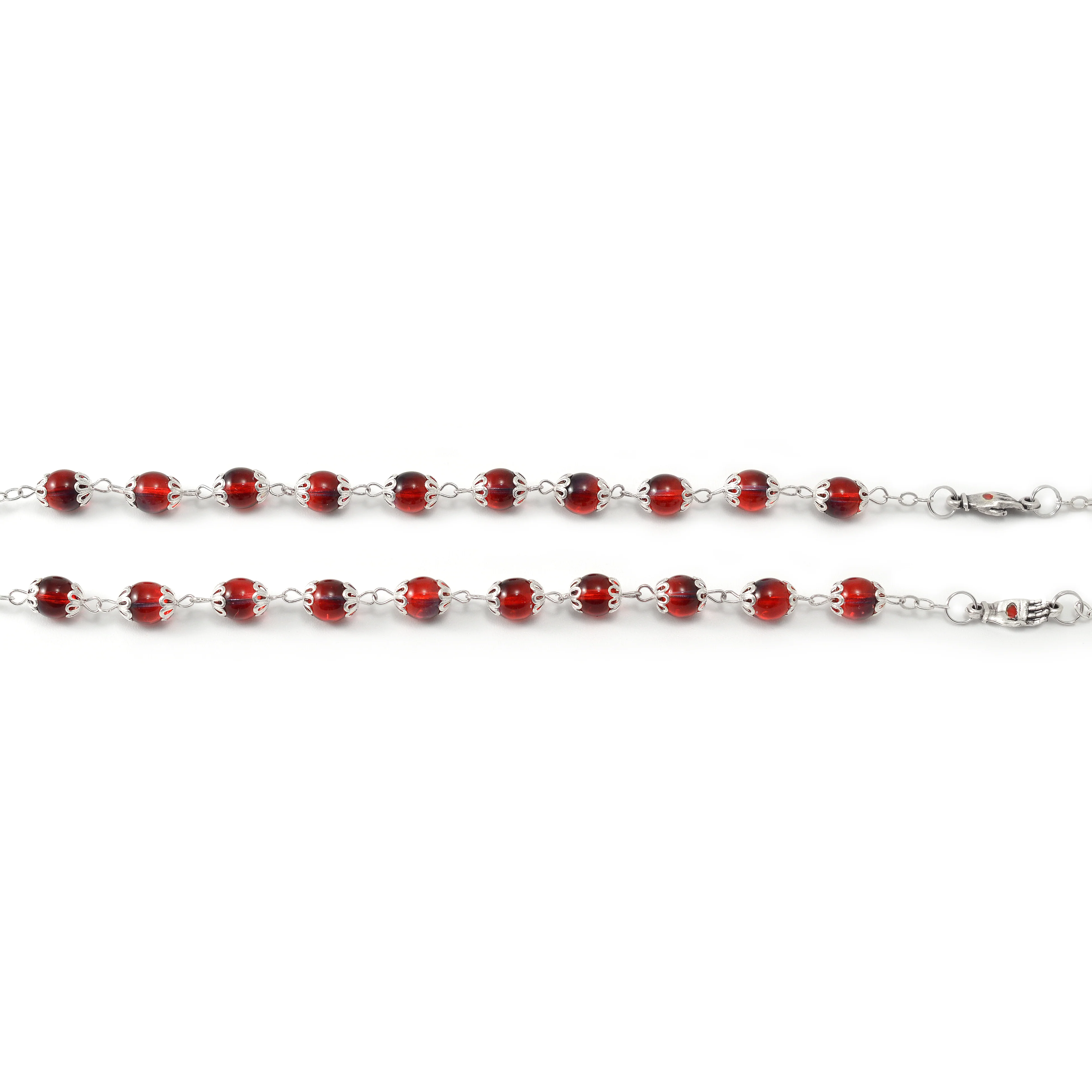 Saint Pio of Pietrelcina Anniversary Rosary in Antique Silver with Red Bohemian Glass Beads - Image 5