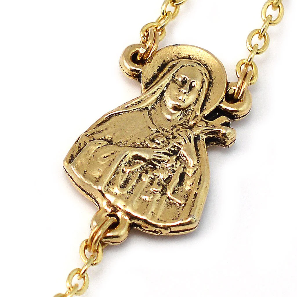 Saint Therese of Lisieux Gold Rosary - Image 3