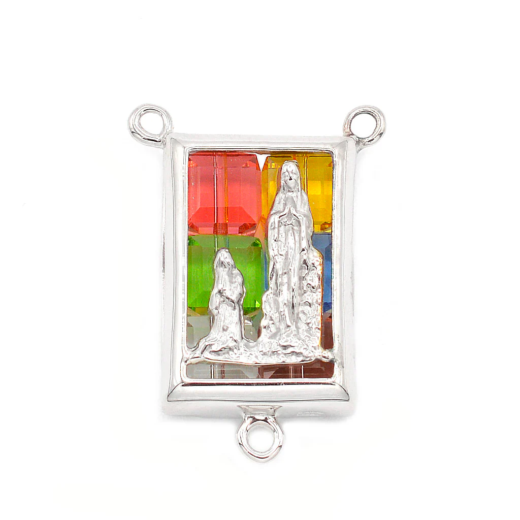 Multicolor Crystal Lourdes Rosary with Sterling Silver - Image 4