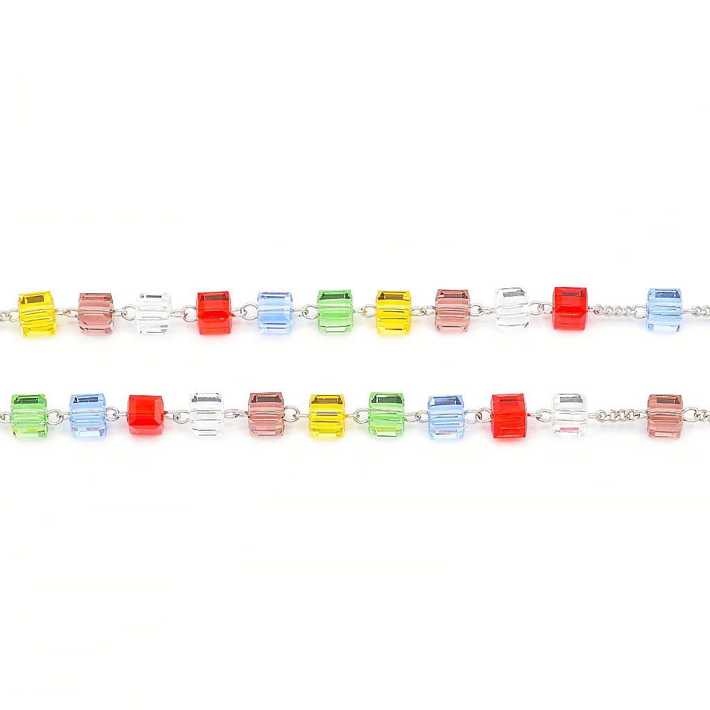 Multicolor Crystal Lourdes Rosary with Sterling Silver - Image 6