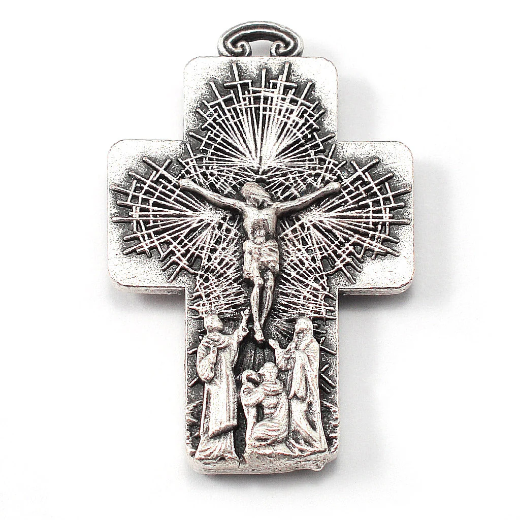 The Holy Mass Rosary with Oval Glass White Beads by Ghirelli - Image 2