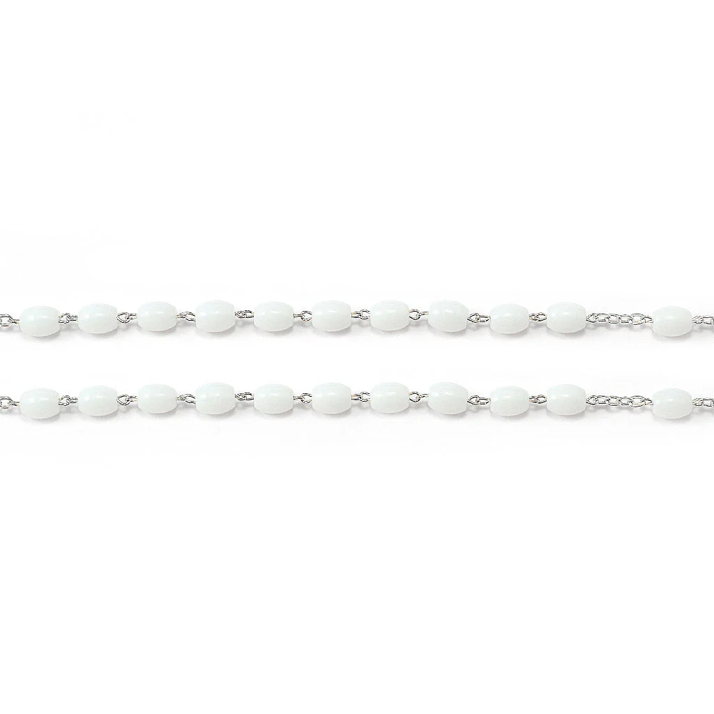 The Holy Mass Rosary with Oval Glass White Beads by Ghirelli - Image 6