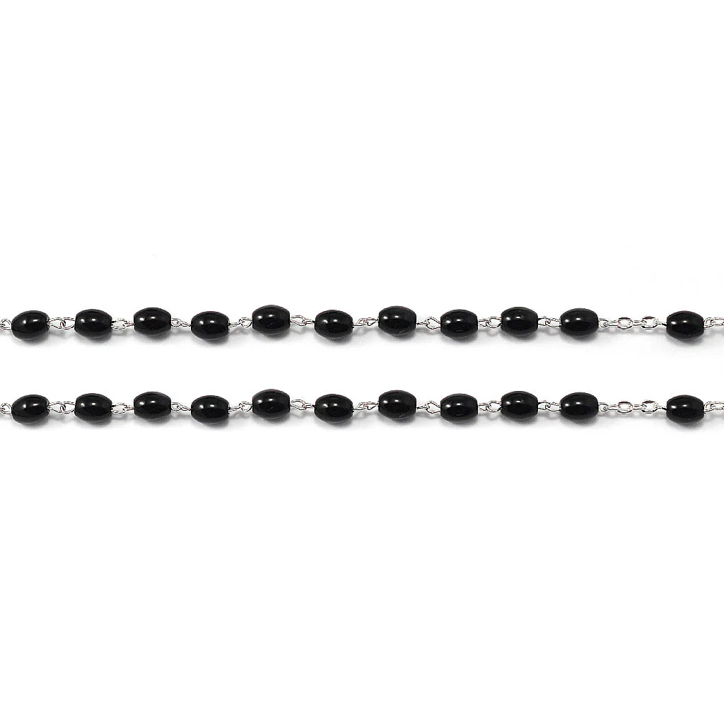 The Holy Mass Rosary with Oval Glass Black Beads by Ghirelli - Image 6