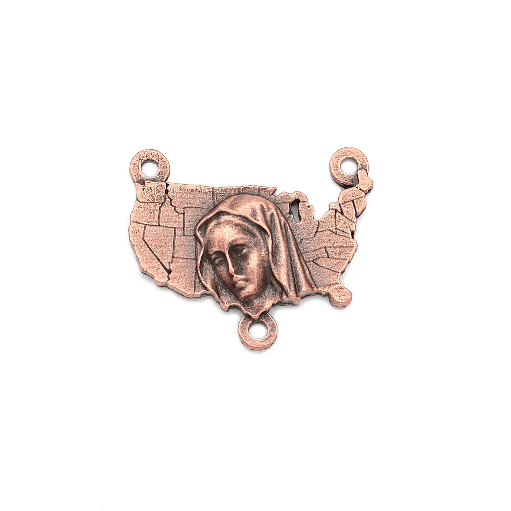 The USA Rosary in Copper with Blue Glass - Image 4